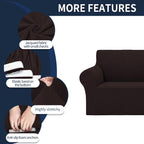 2025 New Stretch Loveseat Sofa Slipcovers Couch Cover For 2 Cushion Furniture Protector Sofa Covers With Elastic Bottom Jacquard Fabric Small Checks For Pets, Kids - Chocolate