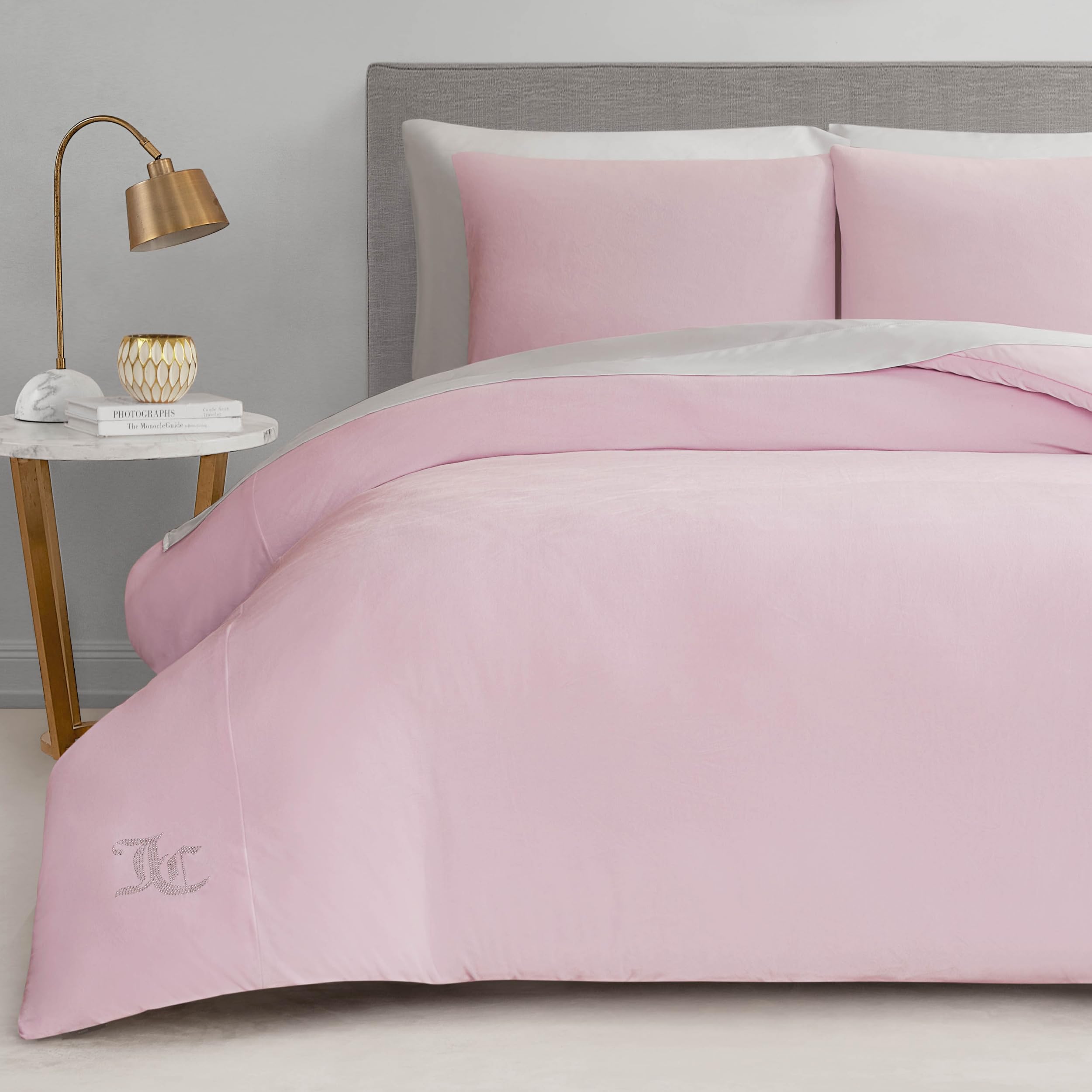 Juicy Couture Marshmallow Pink Velour Twin/Twin Xl Comforter Set - 2 Piece Luxury Bedding Ensemble