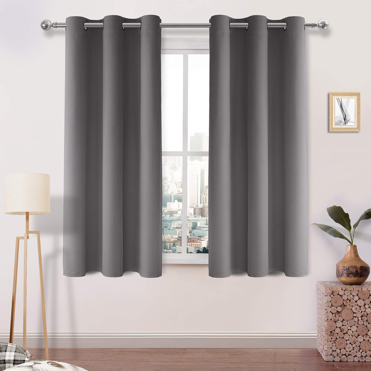 Dwcn Grey Blackout Curtains Room Darkening Thermal Insulated Grommet Light Blocking Curtain For Bedroom Living Room 38 X 54 Inch