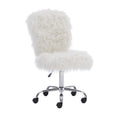 Linon Cora Faux Flokati Armless Office Chair, White