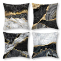 Black Gold Marble Texture Decorative Pillow Covers 18X18 Set Of 4, Gold And Black Grey Throw Pillow Cases For Couch Sofa Bedroom