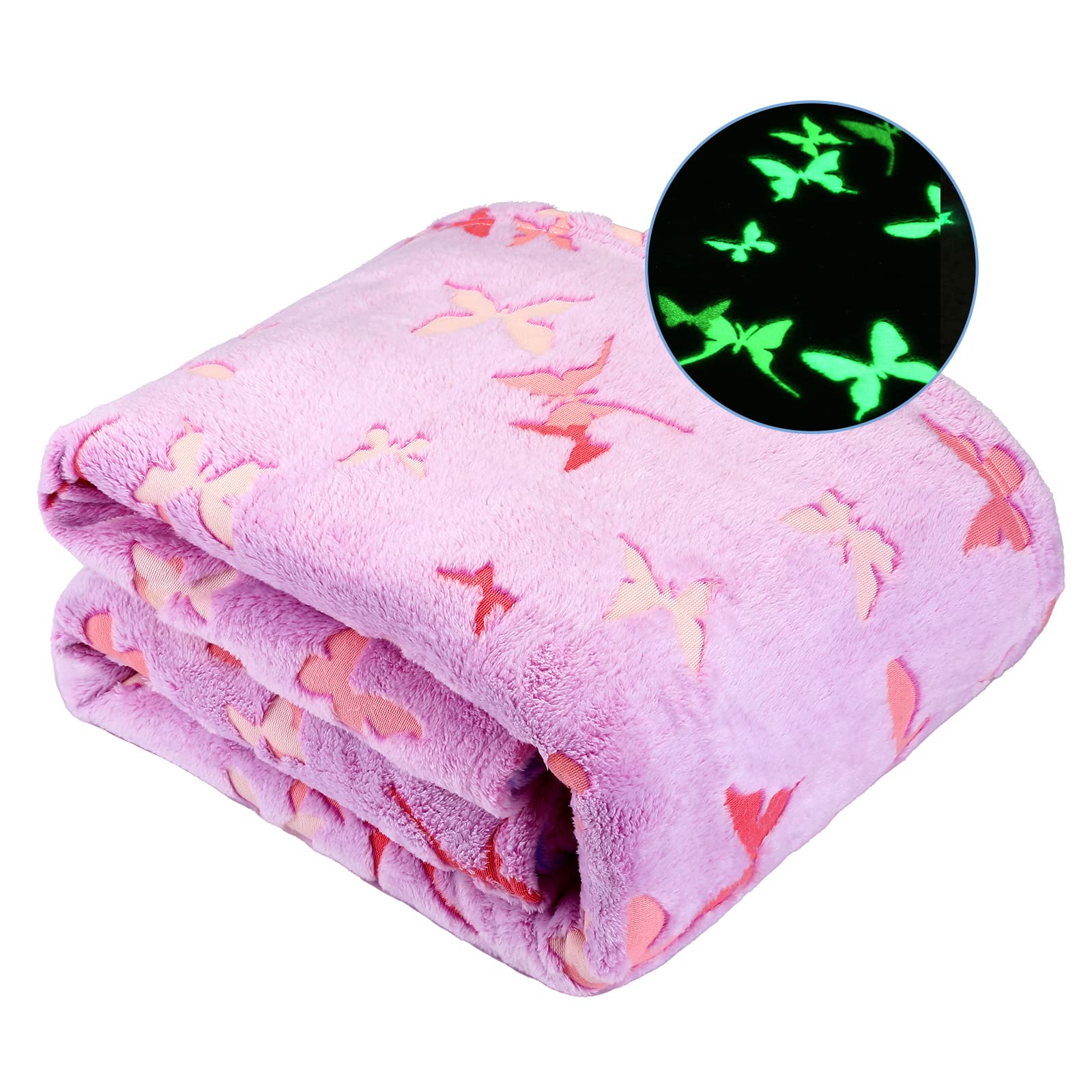Glow In The Dark Blanket Butterfly Gifts For Kids Girls Birthday Christmas Bedroom Bed Room Decor Soft Cozy Fluffy Plush Fleece