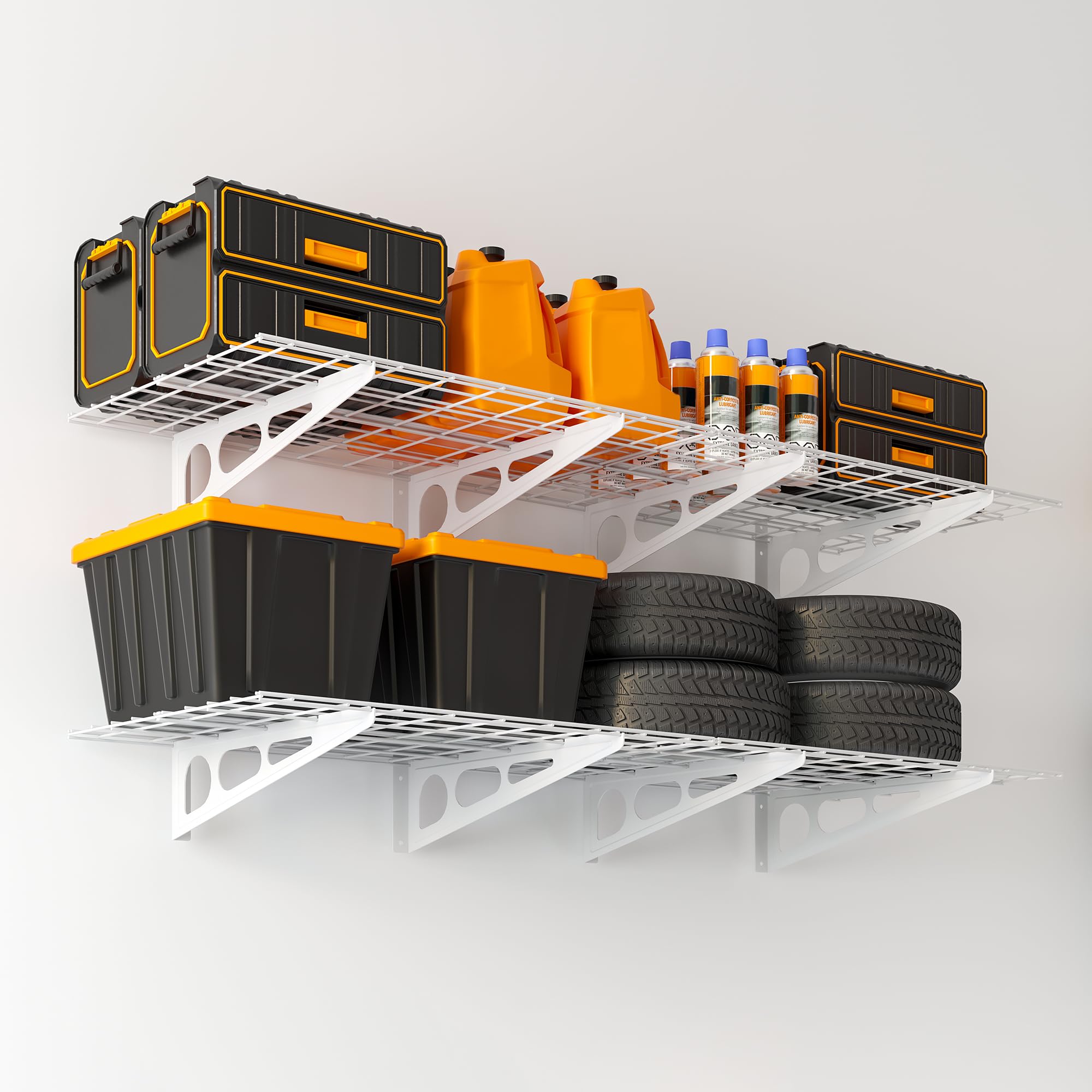 Eshelf 2X6 Ft Garage Shelving, 2-Pack Wall-Mounted Shelves For Garage, Kitchen, Pantry Storage, 800 Lbs Total Load Capacity Gara