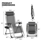Monibloom Beach Chaise Lounge Chair, Patio Folding Recliner With Removable Cushion, Headrest & Tray, Portable Tanning Sunbathing Chair For Poolside Beach Porch Yard, Reinforced Bar, 330Lbs Grey