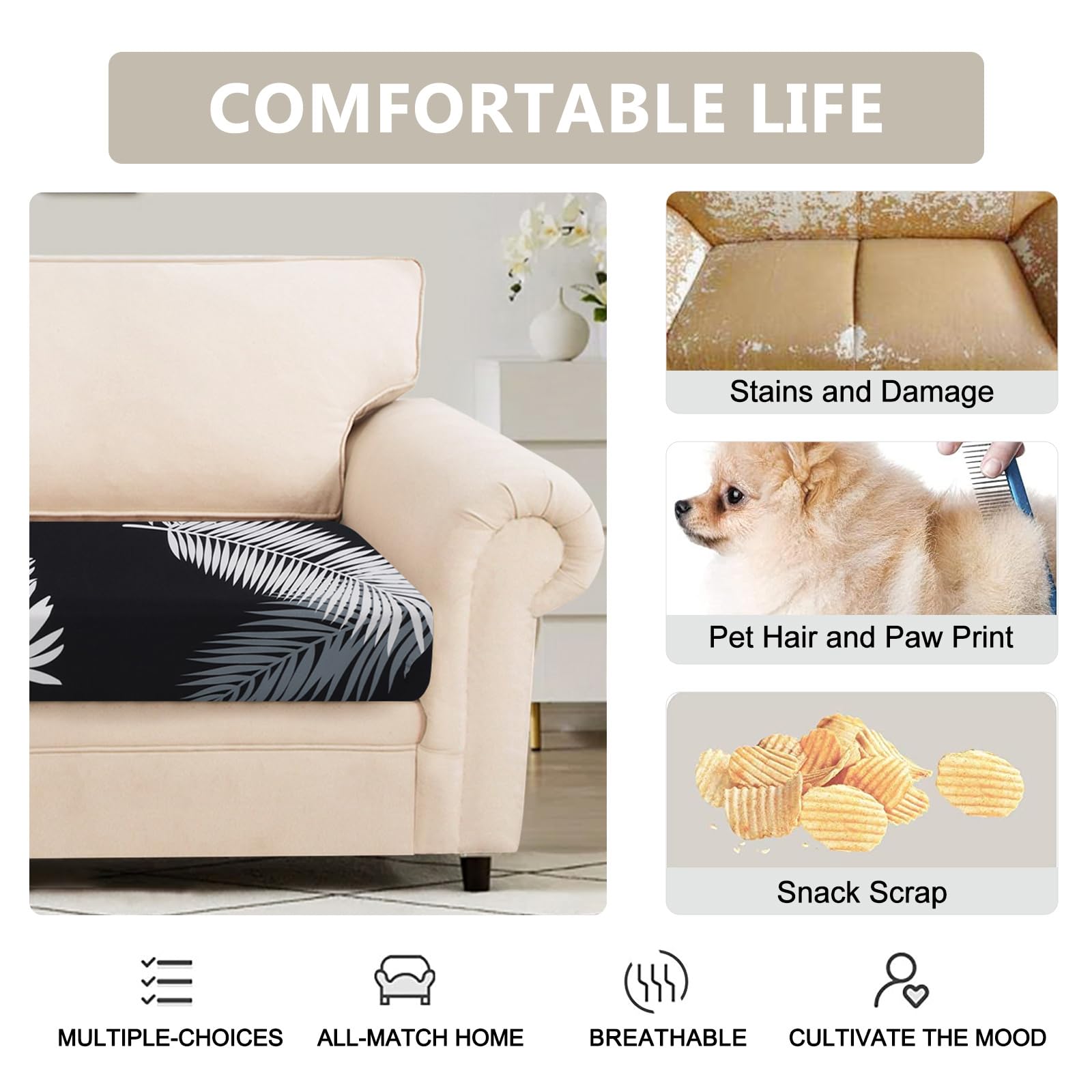 Searchi Stretch Printed Sofa Couch Cushion Covers Replacement Chair Cushion Slipcovers Sofa Seat Cover Furniture Protector Sofa