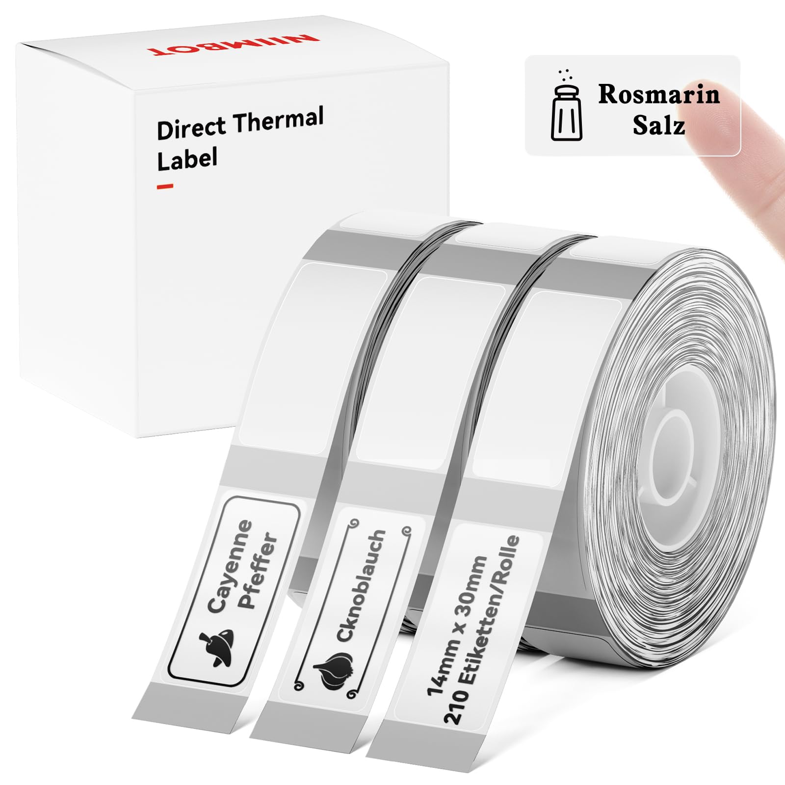 Niimbot D11 Label Maker Tape D110 Labels 3Rolls, Self-Adhesive Labeling Tape Replacement 0.55 ' X 1.18 ' (14 X 30Mm) Clear Lab