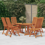 vidaXL Patio Dining Set 7 Piece, Extendable Table and Chairs with Umbrella Hole, Conversational Set, Outdoor Furniture, Farmhouse, Solid Eucalyptus Wood