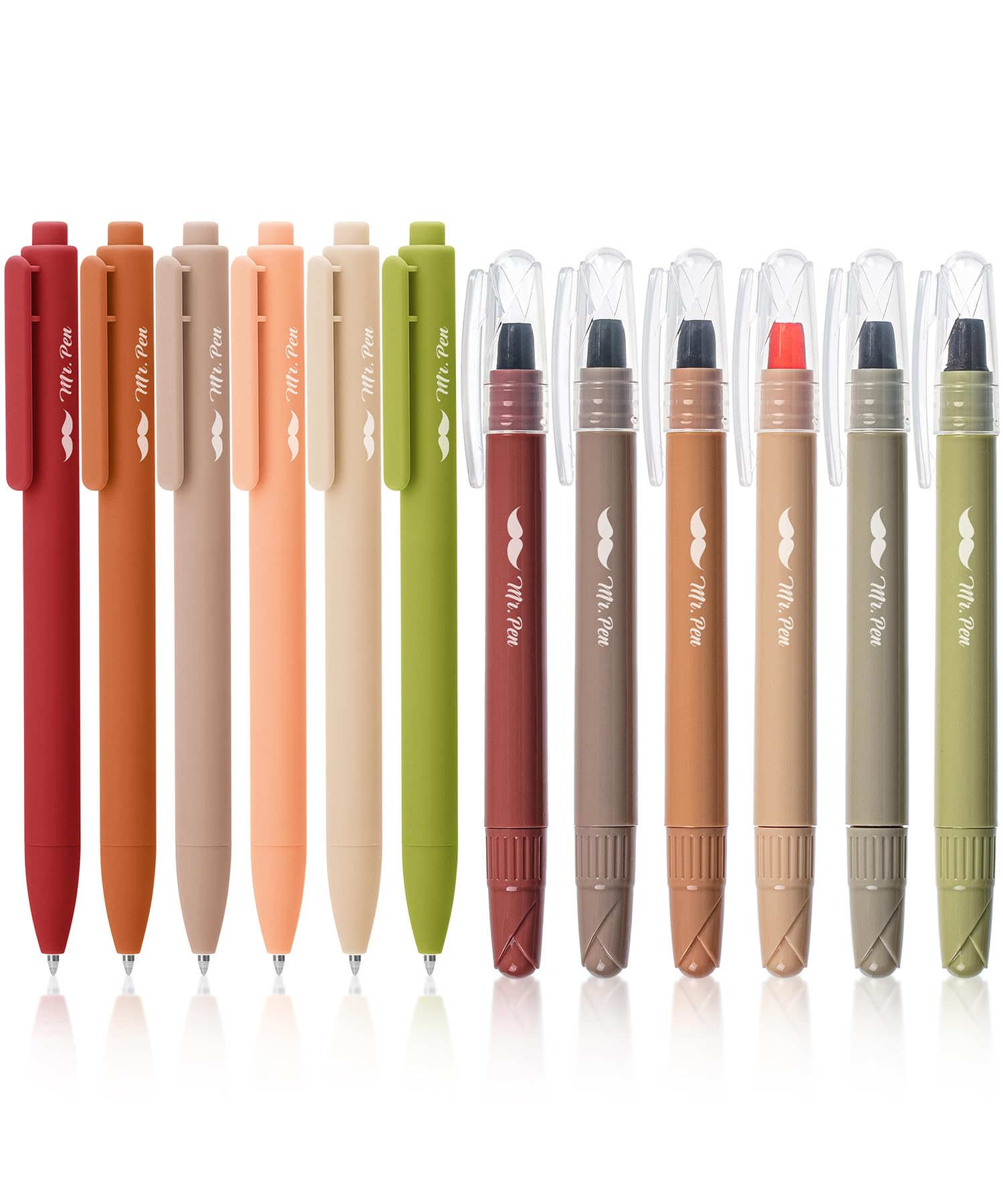 Mr. Pen- Bible Highlighters And Pens, 12 Pack, Earthy Colors No Bleed, Aesthetic Gel Pens, Cute