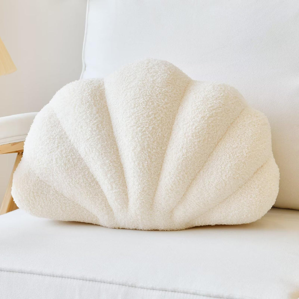 Lfsaaj Beige Seashell Throw Pillows, Shell Shaped Throw Pillows, 13 Inch Soft Home Decorative Pillow Plush Cushion for Bed Couch