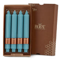 Root Unscented Grecian Collenette Dinner Candles, 9-Inch, Sky, Box of 4