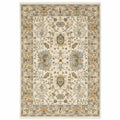 HomeRoots 509301 8 x 11 ft. Ivory Oriental Power Loom Stain Resistant Rectangle Area Rug with Fringe