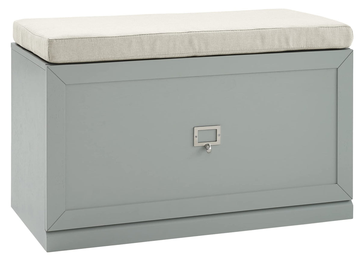 Crosley Furniture Harper Entryway Storage Bench with Shoe Rack Organizer Drawer, Gray