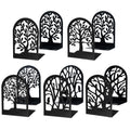 Eoout Bookends For Shelves Decorative, 5 Pairs Of Tree Bookends Supports, Black Metal Book Stoppers For Heavy Books, Heavy Duty