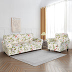 Searchi Stretch Sofa Cover Printed Couch Cover, Floral Pattern 3 Pieces Loveseat Slipcover With 2 Separate Cushion Cover, Washable Furniture Protector For Living Room(Loveseat, Spring Pattern)