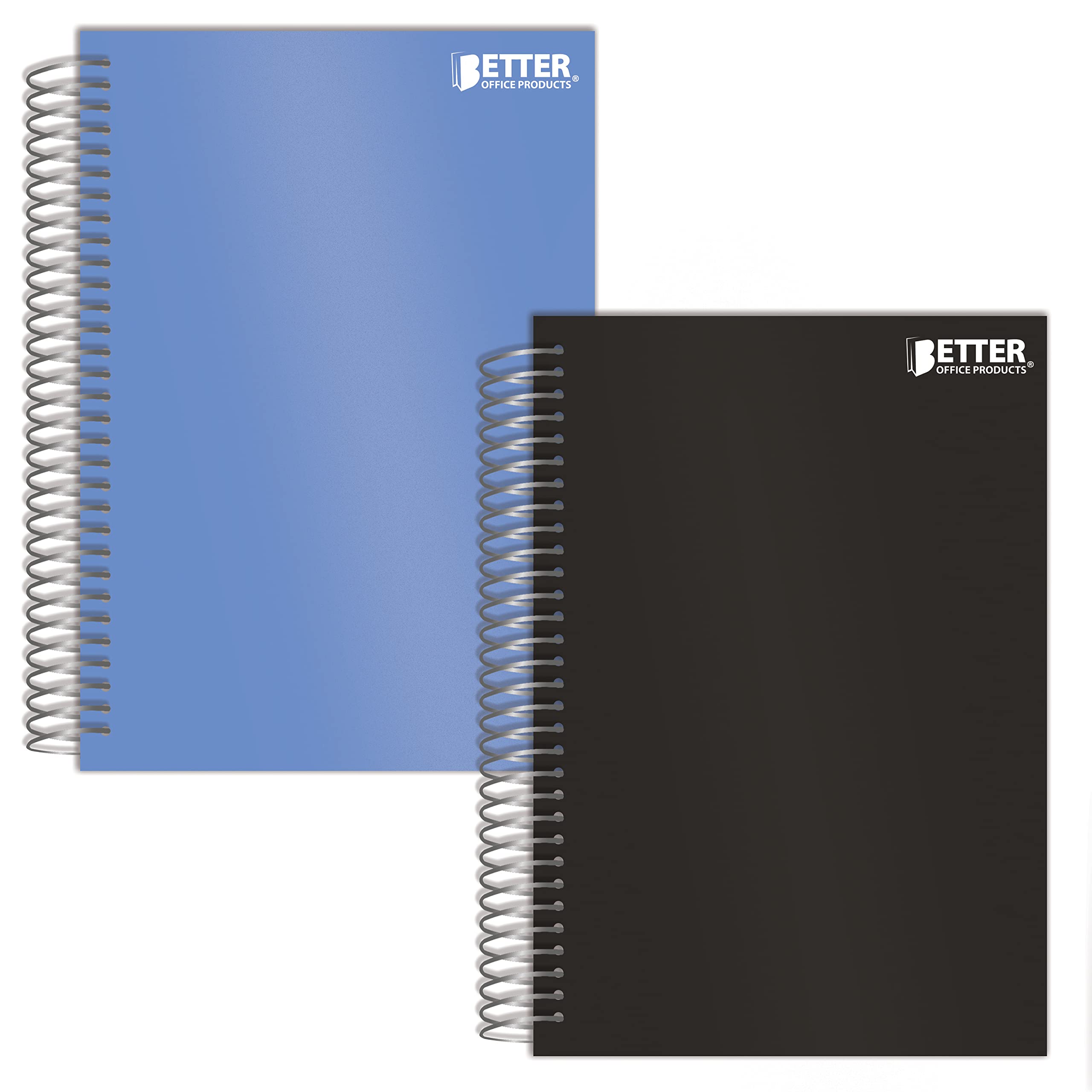 Better Office Products 1 Subject Spiral Notebook, 2 Pack, Personal Small Notebooks, Poly Covers, 7 X 4.375 Inch, College Rule, 1