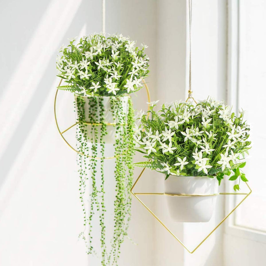 6Pcs Artificial Uv Resistant Flowers Outdoor Fake Plants Flowers Star Jasmine White Greenery Plastic Flowers Farmhouse Plants Sh
