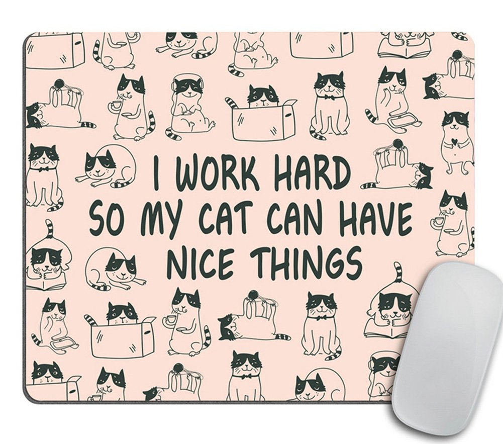 Mouse Pad Mousepad Cat Mouse Pad Funny Coworker Present Office Supplies Cat Lover Present Pink Office Desk Accessories Cubicle D