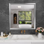 Amorho 36x36 Inch Bathroom Mirror Silver, Thick Metal Framed Wall Mirrors for Over Sink, Brushed Nickel Mirror Perfect for Bedro