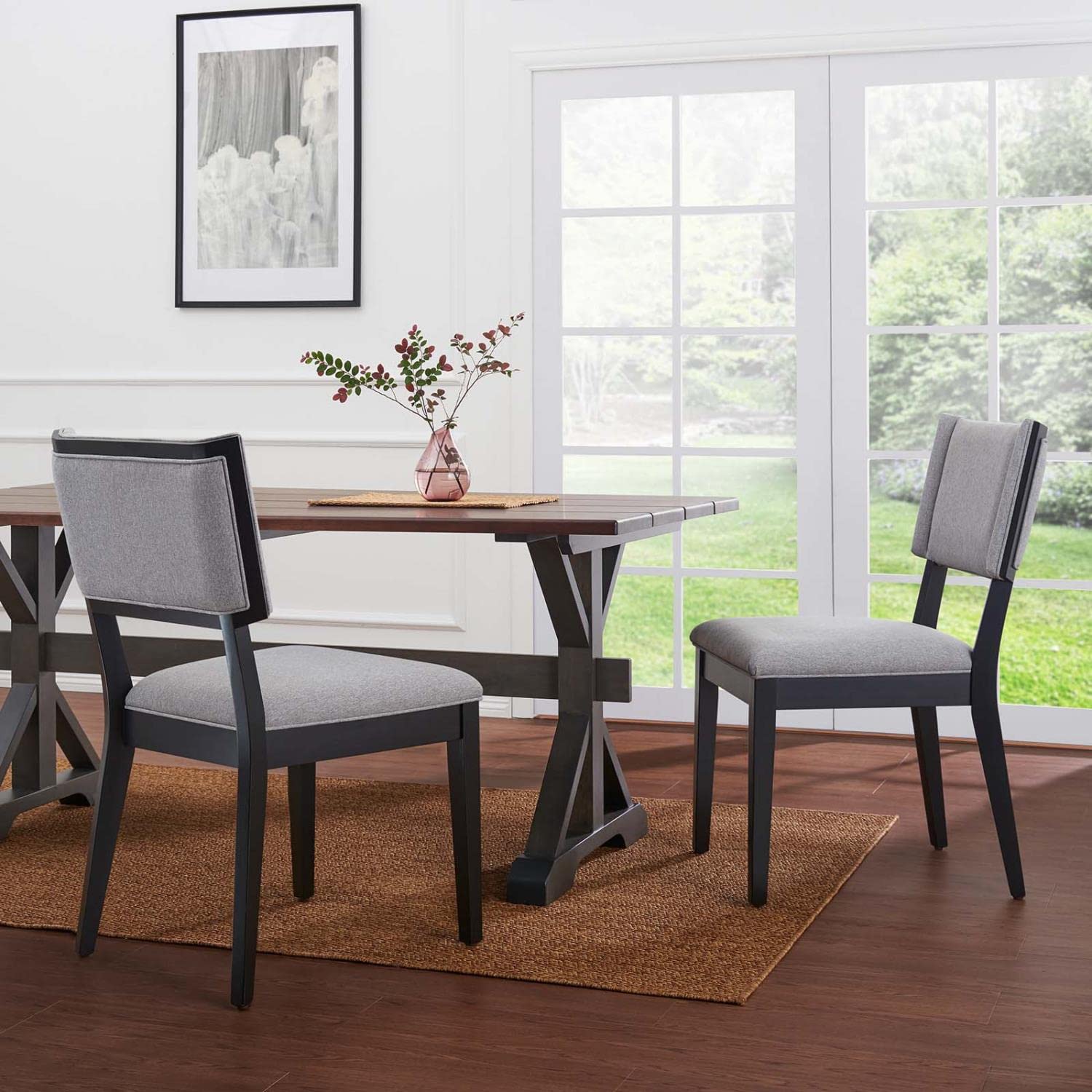Modway Esquire Solid Wood And Fabric Dining Chairs In Light Gray (Set Of 2)