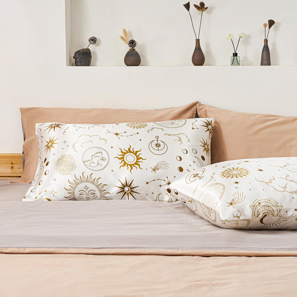 Exq Home Satin Pillowcase Silky Satin Pillowcase For Hair And Skin,Soft Cooling Printed Pillow Cases Queen Size Set Of 2 Satin P