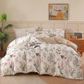Oaite Duvet Cover Twin Size - 100% Cotton Comforter Cover Floral Duvet Cover Sets 3-Pc, Breathable Duvet Cover With Zipper Closu