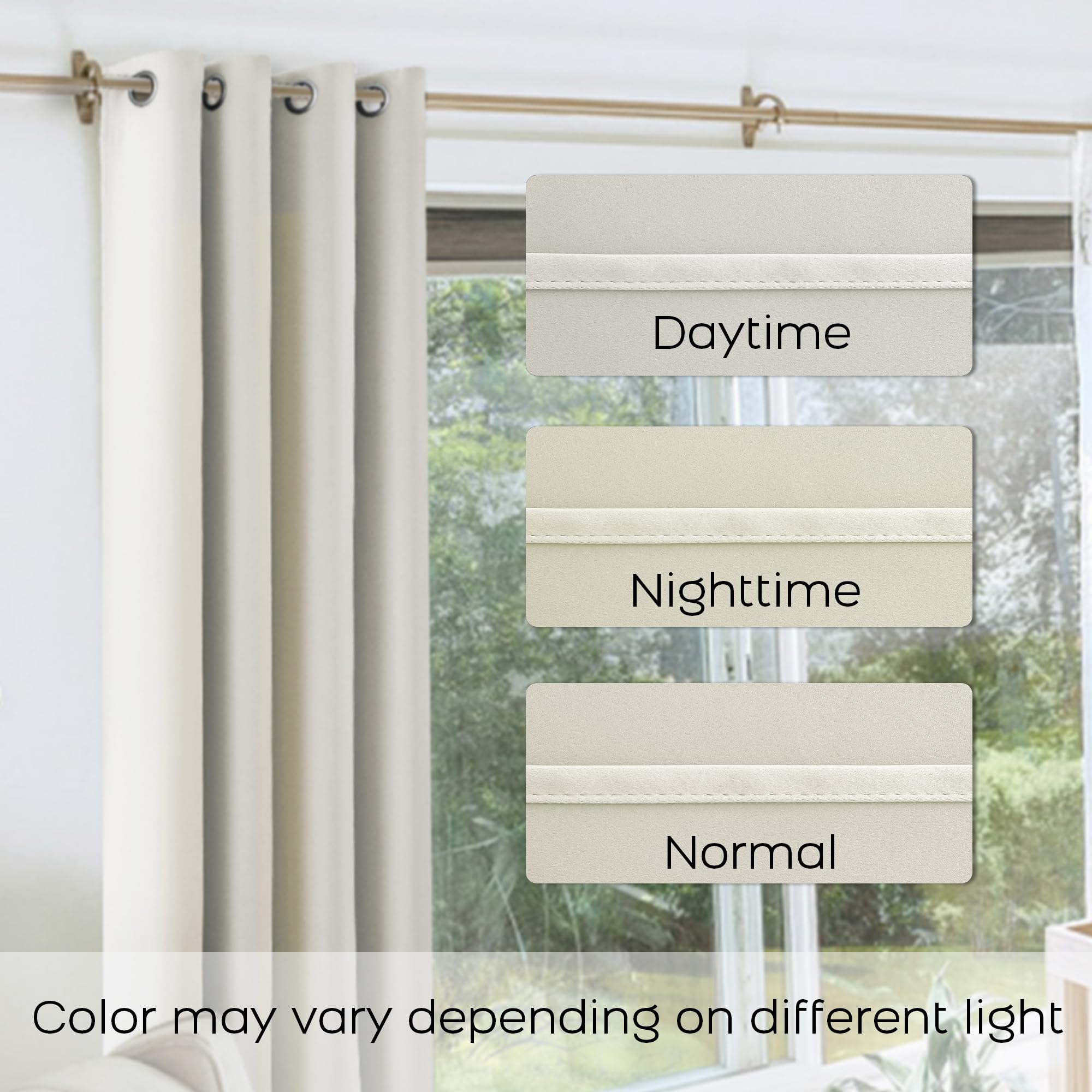 Koufall Cream Curtains For Small Windows,Room Darkening 80% Blackout Narrow 38 Inch Wide Double Curtains By Size 84L 2 Panels Set,Ecru Beige