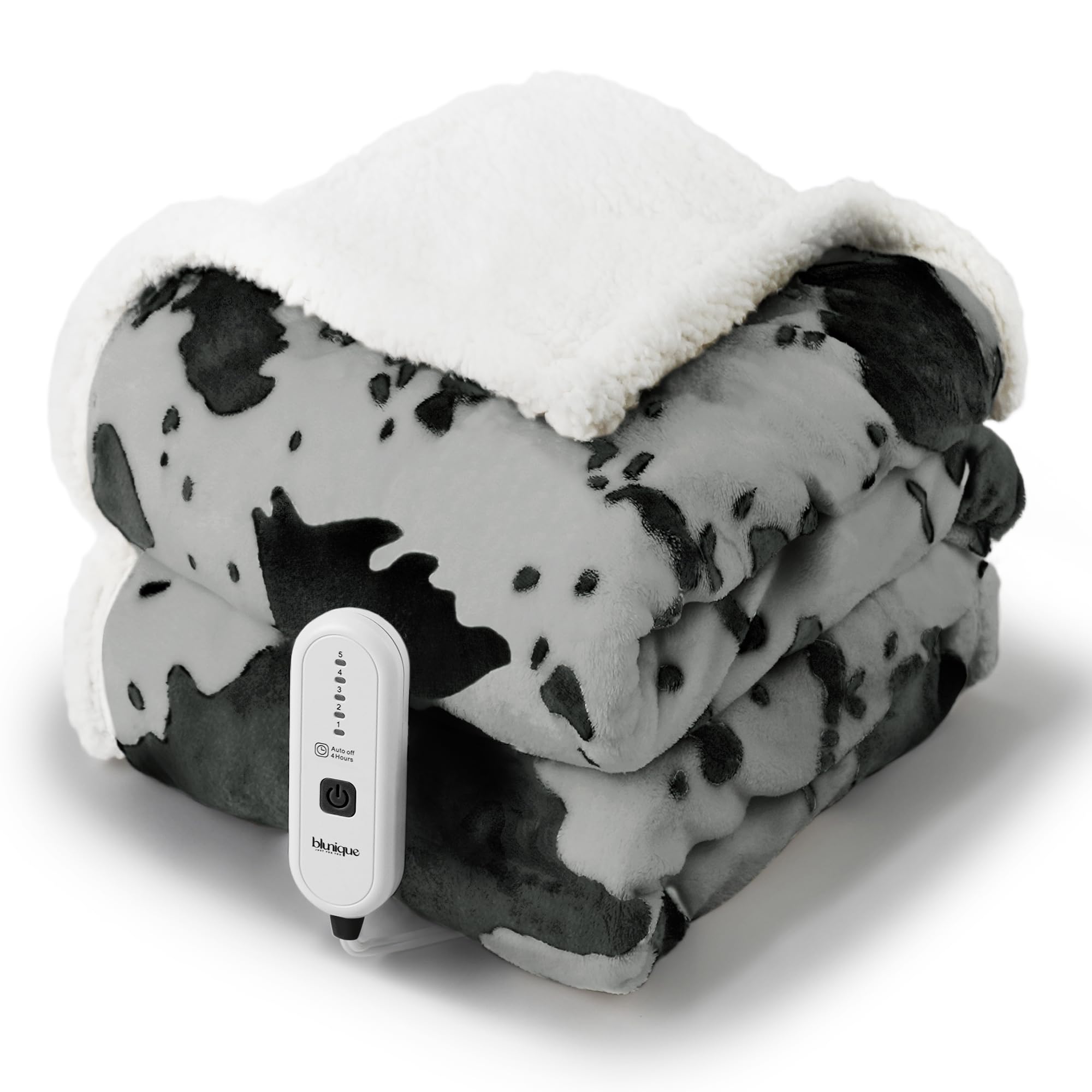 Heated Throw Blanket Electric Blanket - Heating Blanket Throw With 5 Heat Levels & 4 Hours Auto-Off, Cozy Soft Fleece Sherpa Bla