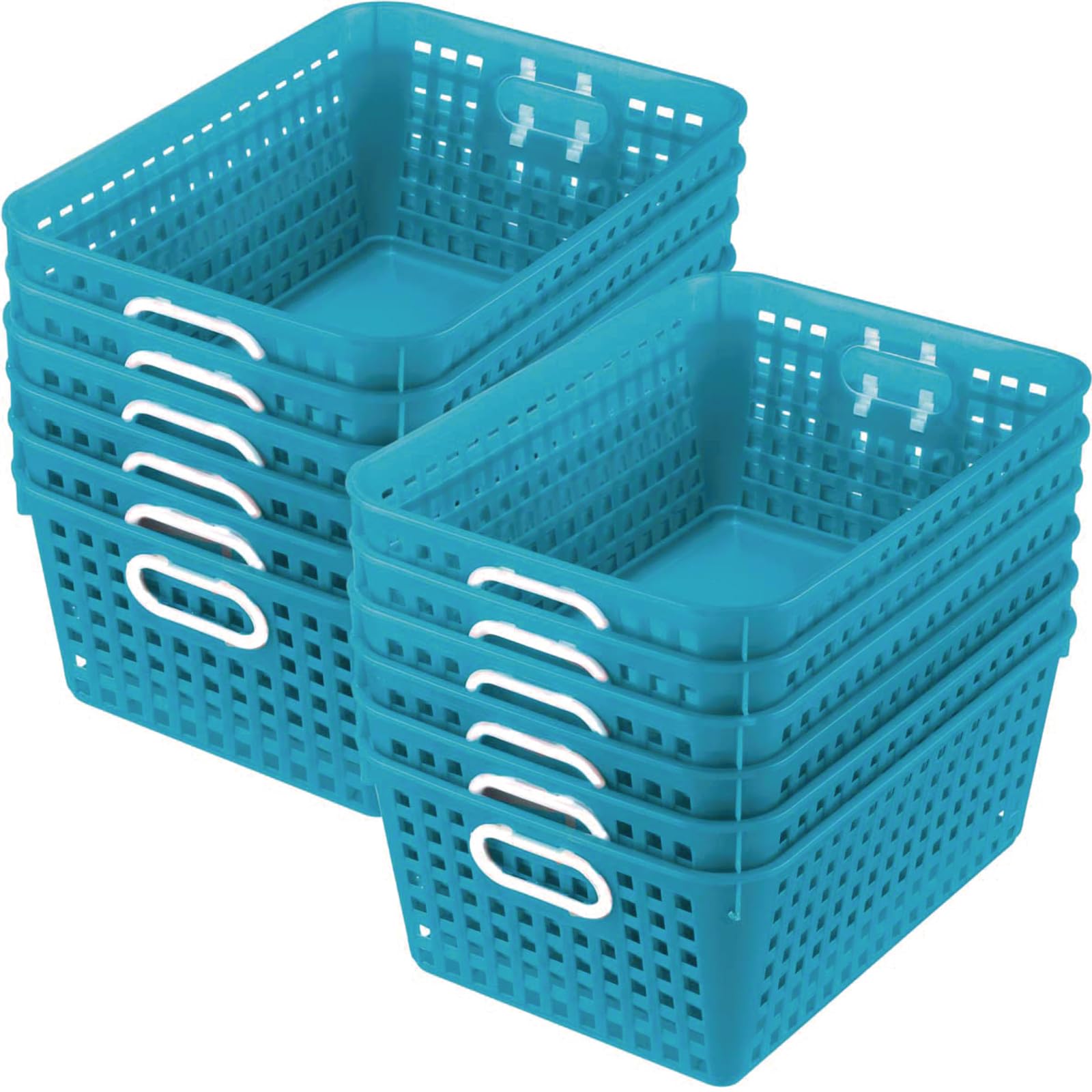 Really Good Stuff Multi-Purpose Plastic Storage Baskets for Classroom or Home Use - Stackable Mesh Plastic Baskets with Grip Han