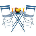 Kromax Outdoor Patio Bistro Set, Bistro Table And Chairs Set Of 2, Folding Bistro Table And Chairs Set, 3 Piece Folding Patio Furniture Set, Space Saving, Blue