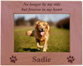 No longer by my side but forever in my heart - Custom Engraved Wood Dog Picture Frame Holds 5x7 Inch Photo - Add your dogs name 