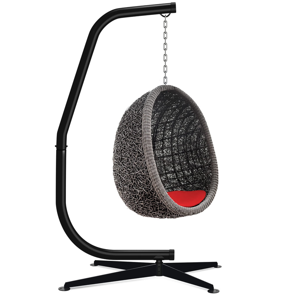 Best Choice Products Metal Hanging Hammock C-Stand For Chair/Weather-Resistant Finish, Offset Base - Stand Only - Black