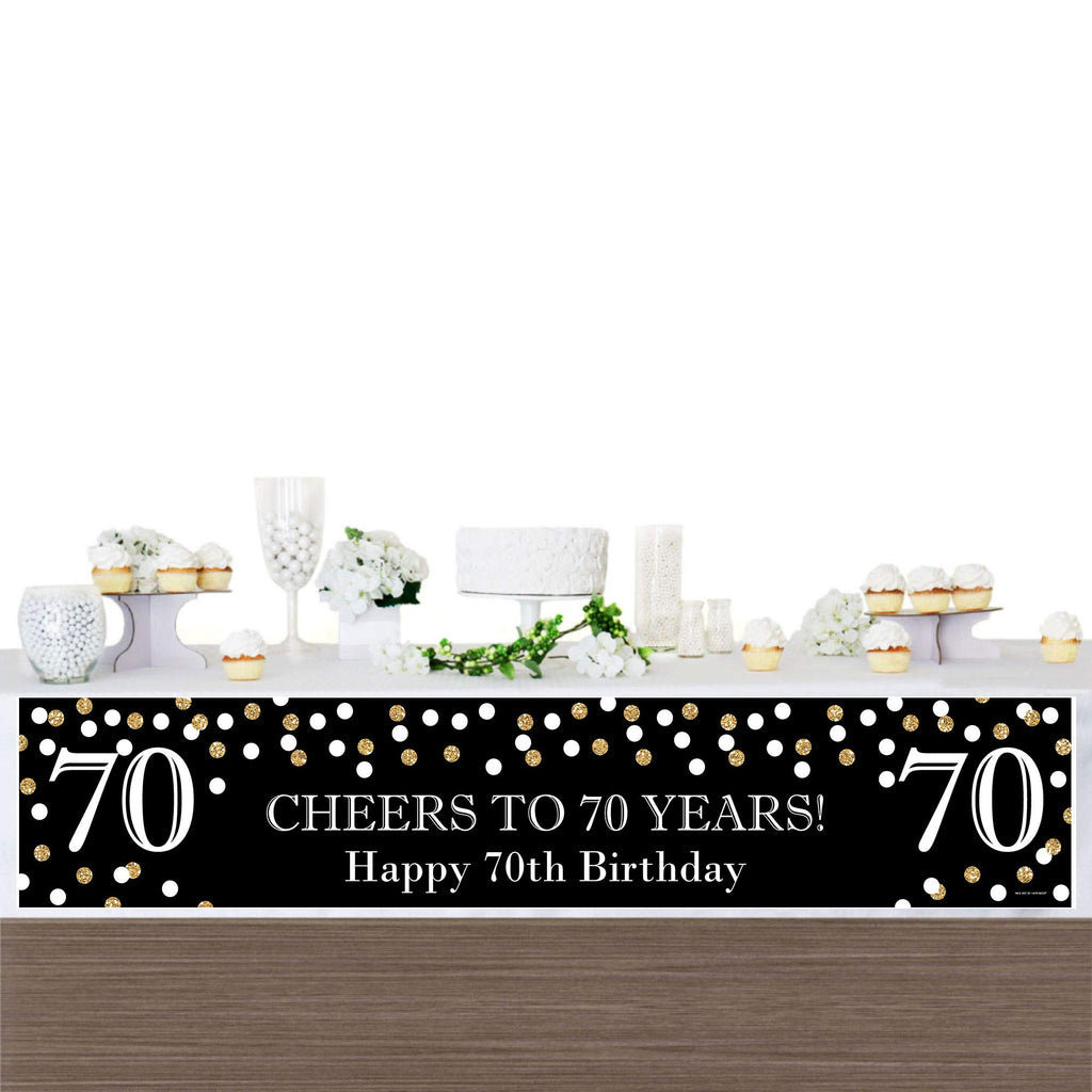 Big Dot Of Happiness Adult 70Th Birthday - Gold - Happy Birthday Decorations Party Banner