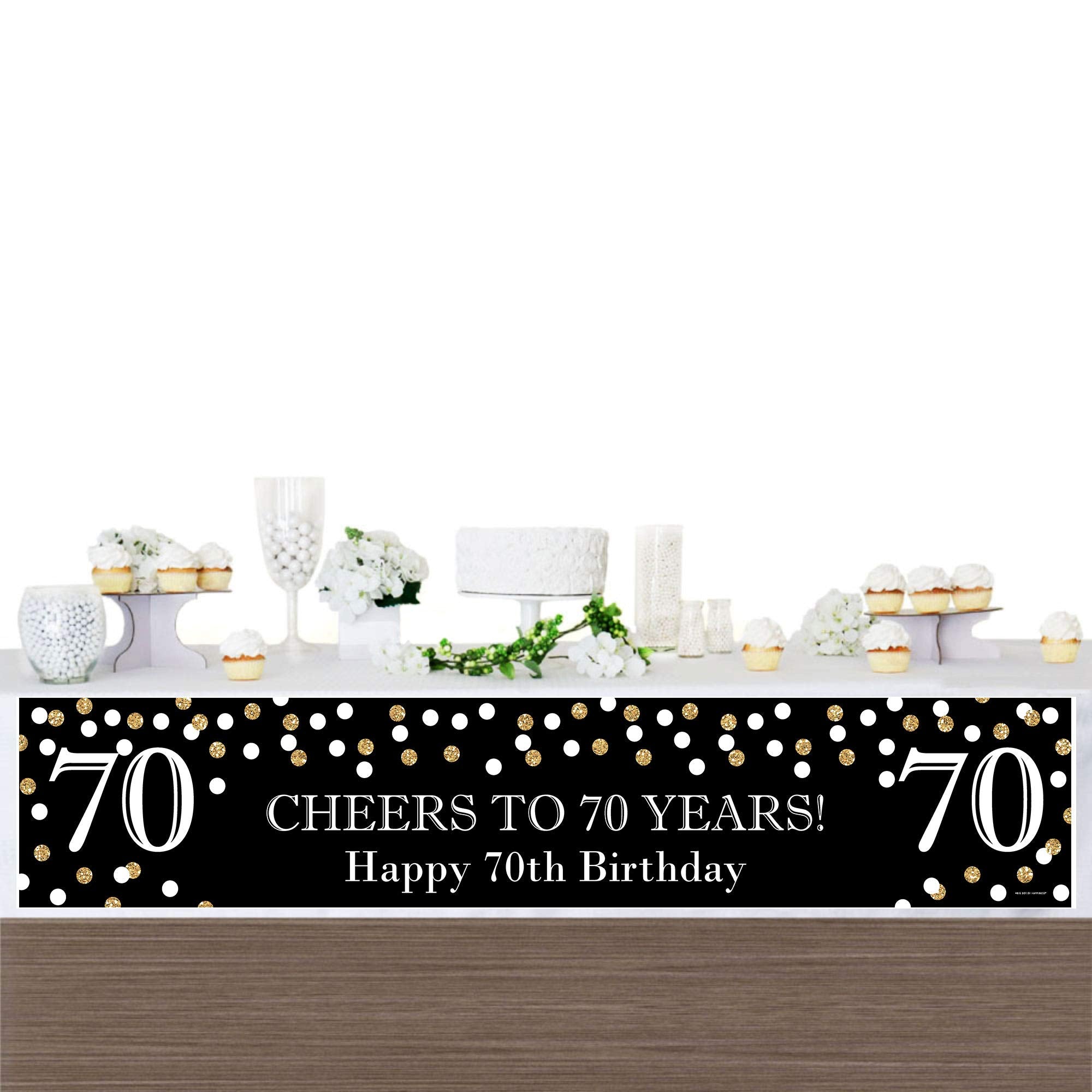 Big Dot Of Happiness Adult 70Th Birthday - Gold - Happy Birthday Decorations Party Banner