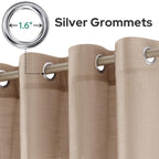 Homeideas Beige Linen Sheer Curtains 84 Inches Long 2 Panels Textured Taupe Semi Sheer Curtains Farmhouse Sheer Privacy Window C