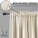 Donren 84 Inche Length Curtain Panels - Light Reducing Thermal Insulated Solid Blackout Curtains/Panels/Drapes For Living Room (Set Of 2, 60 Inches By 84 Inch, Light Beige)