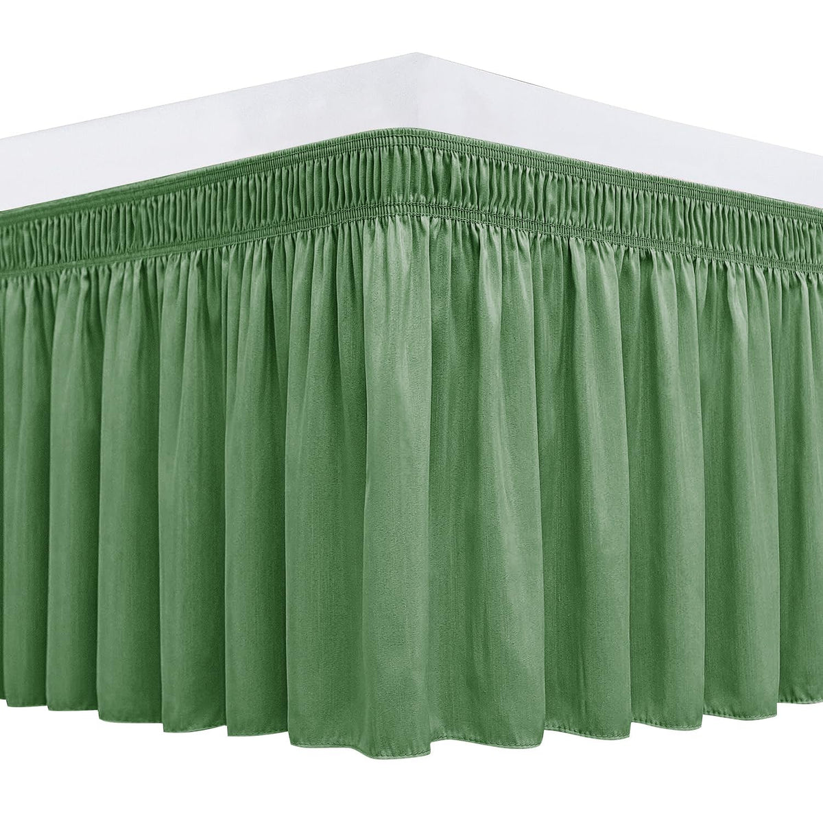 Biscaynebay Wrap Around Bed Skirts For Twin & Twin Xl Beds Short Drop Of 12', Sage Adjustable Elastic Dust Ruffles Easy Fit Wri