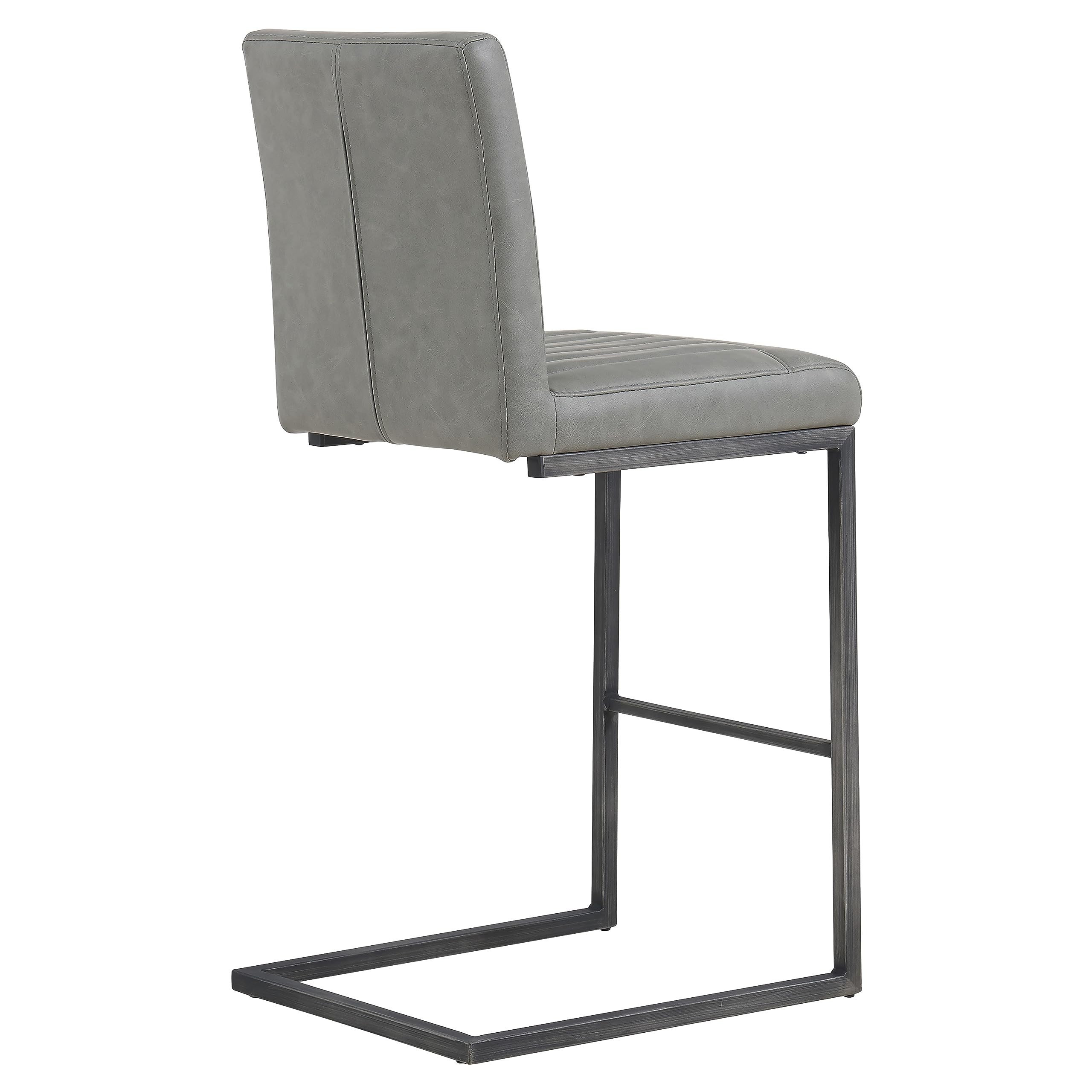 New Pacific Direct Ronan Pu Leather Counter, Set Of 2 Bar & Counter Stools, Antique Graphite Gray