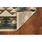HomeRoots 3'X5' Ivory Blue Machine Woven Geometric Lodge Indoor Area Rug
