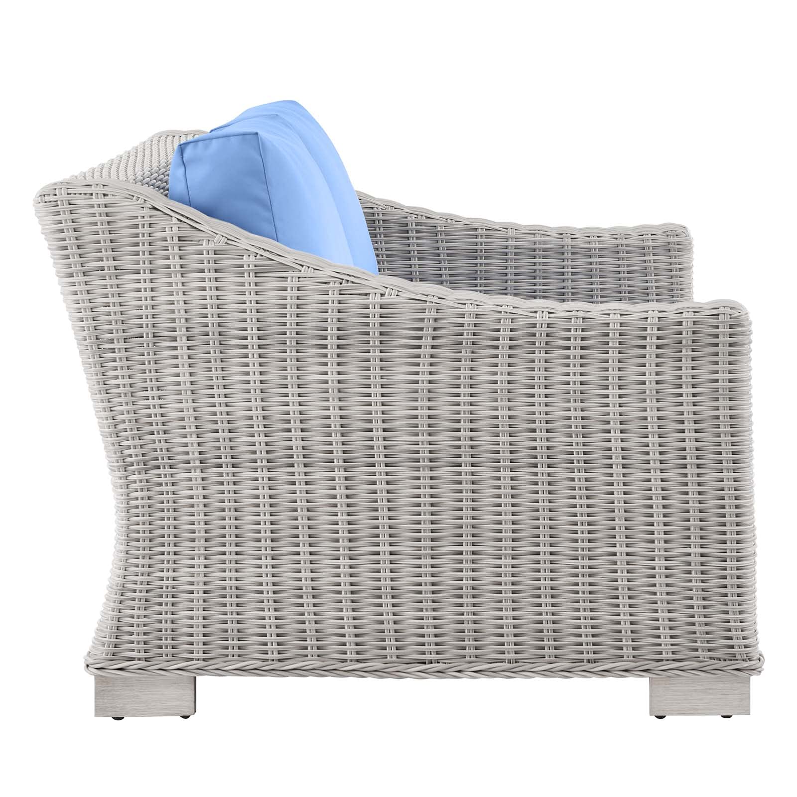 Modway EEI-4841-LGR-LBU Conway Outdoor Patio Wicker Rattan Loveseat, Light Gray Light Blue