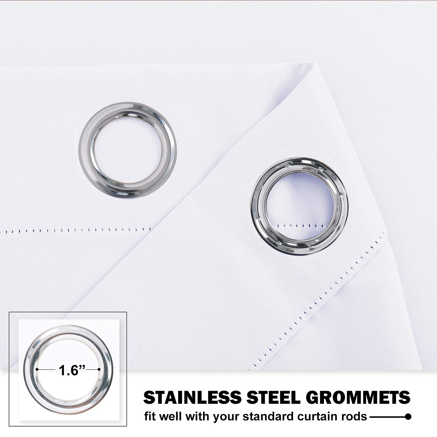 Nicetown 50% Blackout Tiers Small Curtains - Grommet-Top Design Room Darkening Window Treatment Drapes For Kitchen/Bathroom/Cafe/Dorm, 2 Panels, 52W By 24L 1.2 Inches Header, Pure White