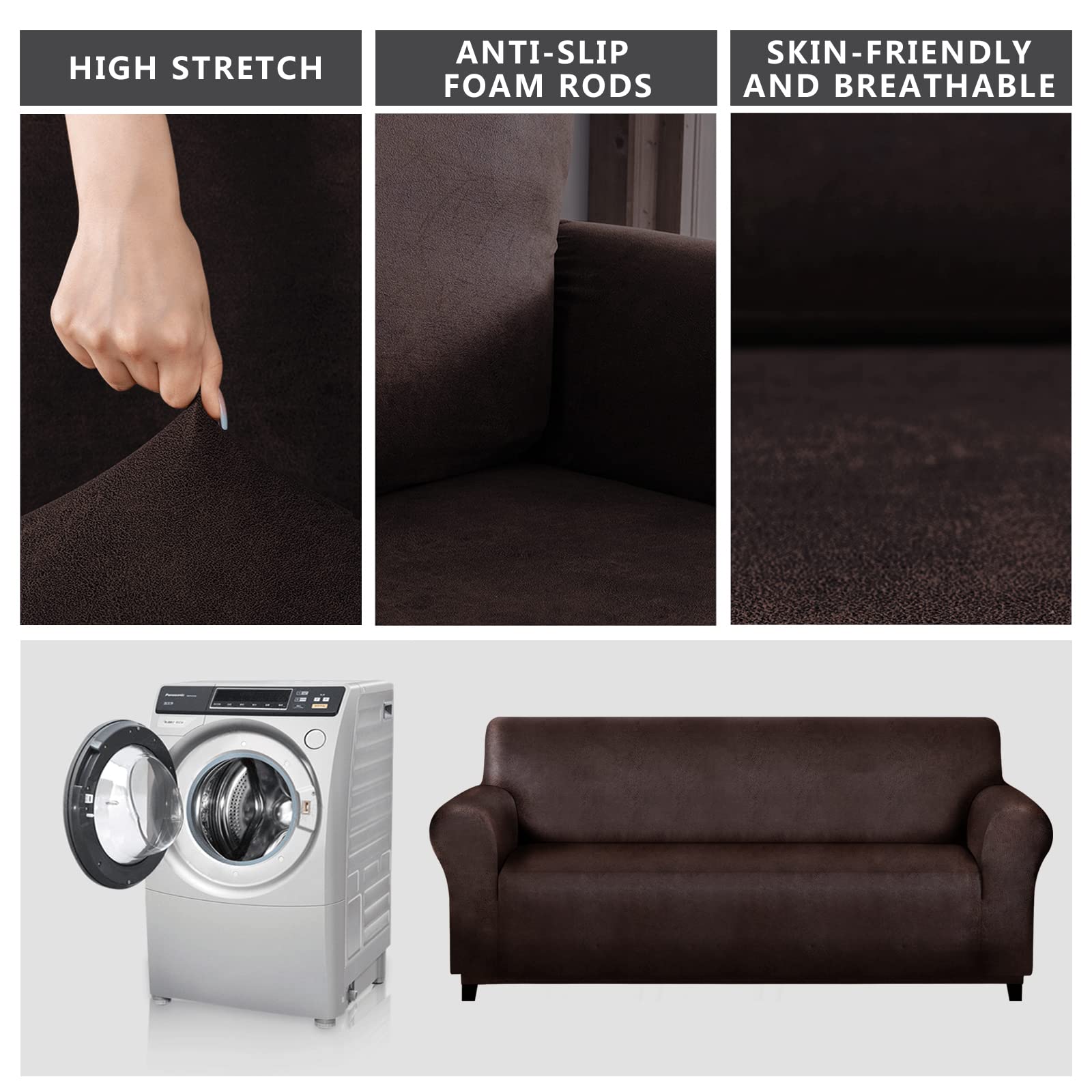 Molasofa Sofa Covers - Couch Cover For Leather Couch, Soft Sofa Covers With Leather-Like Quality. Washable, Non-Pilling, Non-Sli