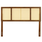 Modway Delmare Cane Woven Rattan King Headboard In Walnut