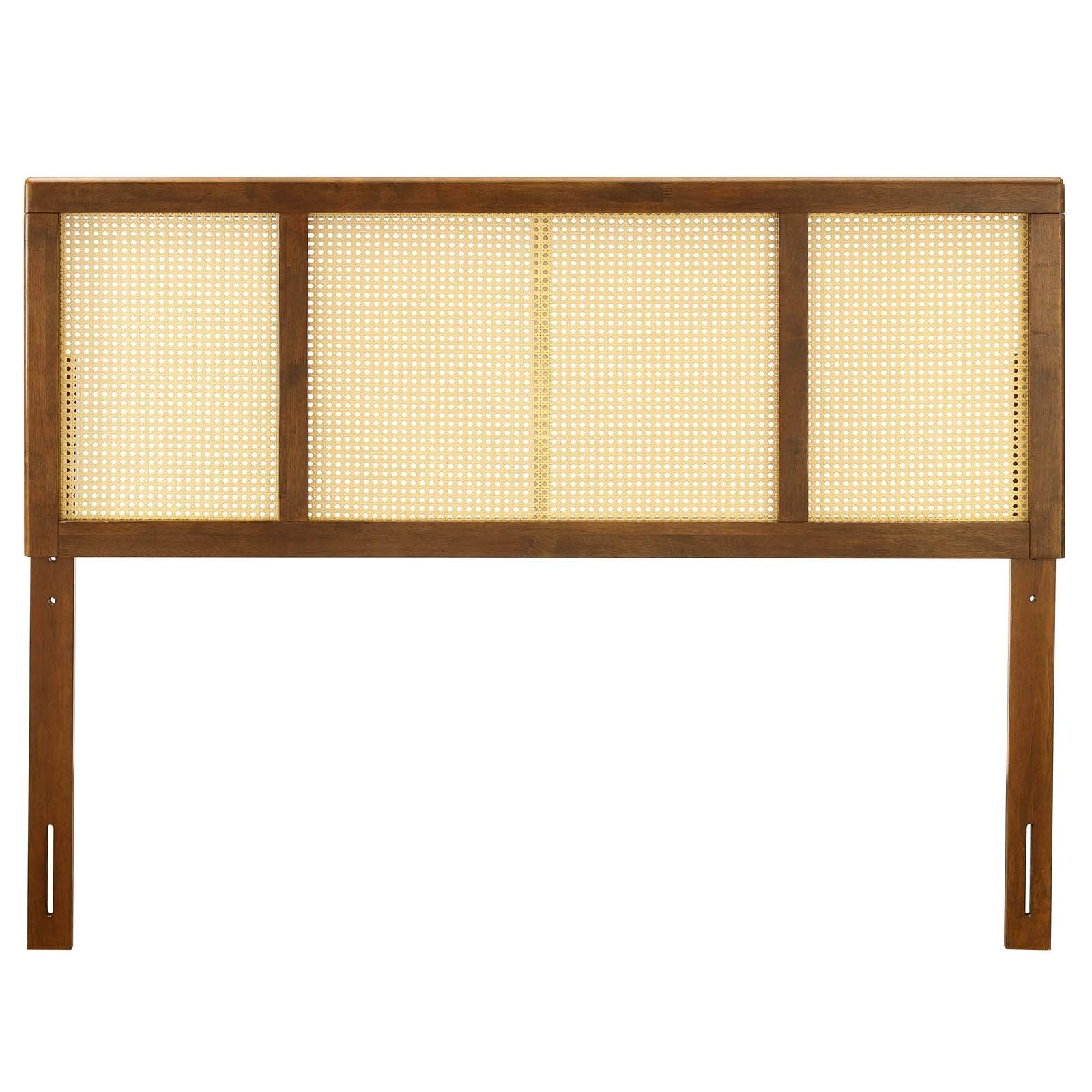 Modway Delmare Cane Woven Rattan King Headboard In Walnut