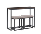 Steve Silver Furniture Yukon Counter Bar, with 2 Stools, Modern Transitional, Small Dining Table, Desk, Iron Sled Base, Kitchen Dining Room, Hall Piece, Apartment, 16 x 48 x 36 inches, Brown