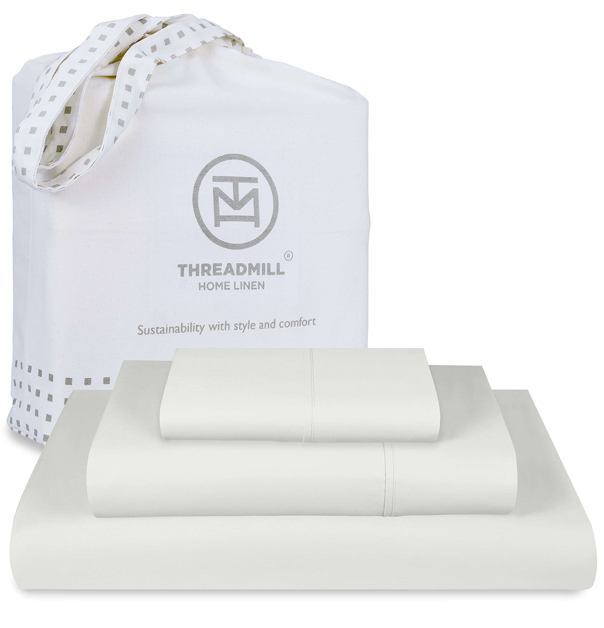 Threadmill Cotton Twin Sheets Set, 5 Star Hotel Quality Bed Sheets, 100% Cotton Sheets, 500 Thread Count, Deep Pocket, Snug Fit 