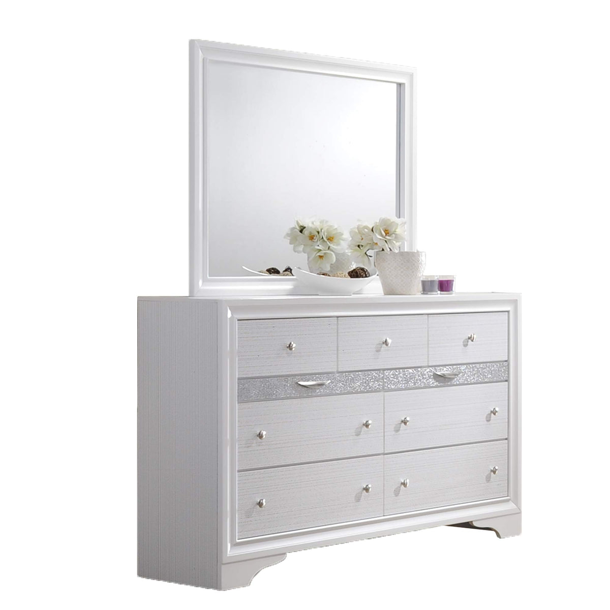 Best Quality Furniture Catherine Dresser + Mirror, White