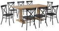 Crosley Furniture Joanna 9-Piece Modern Farmhouse Dining Table Set for 8 with Camille Metal Chairs, Rustic Brown
