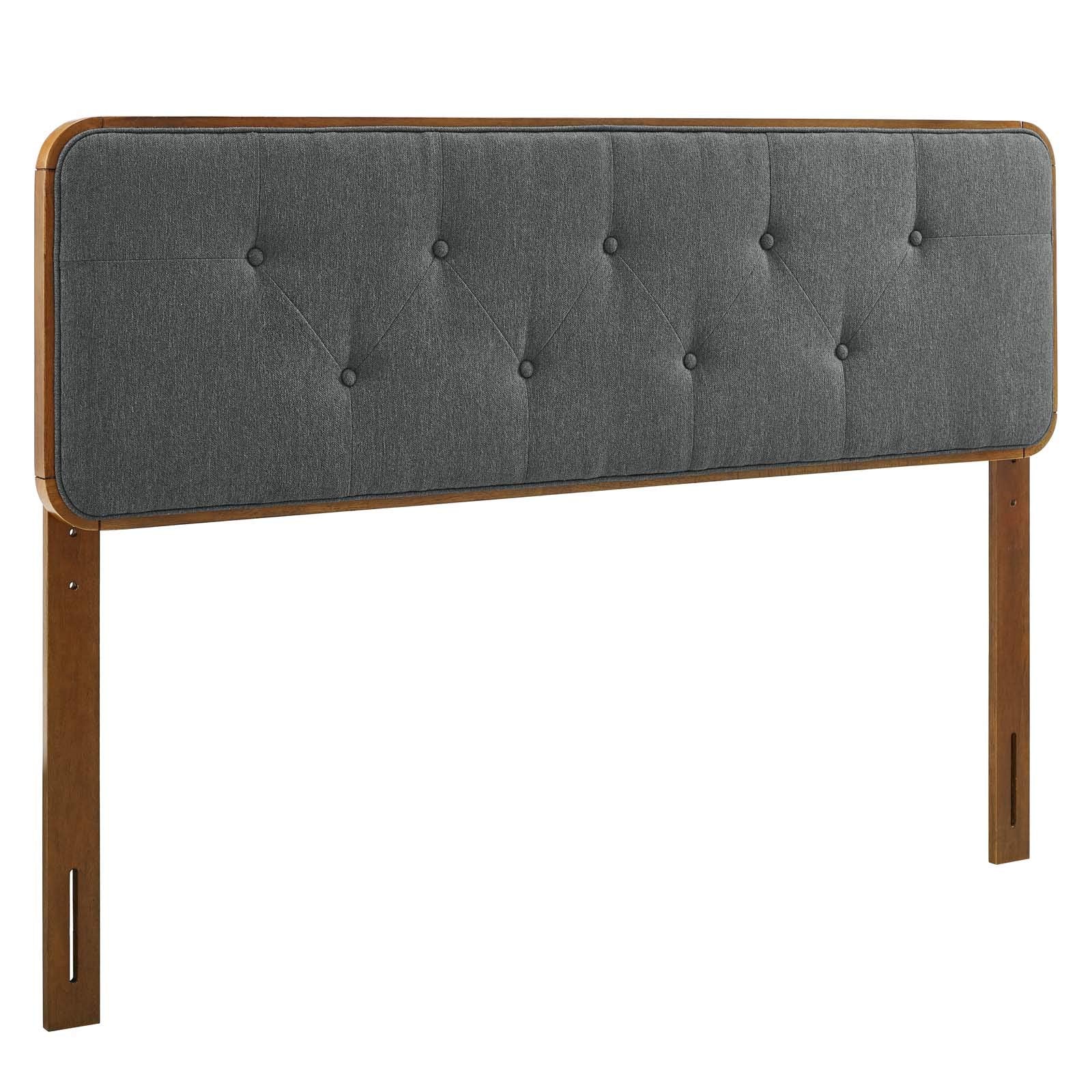 Modway Mod-6233-Wal-Cha Collins Tufted Full Fabric And Wood Headboard, Walnut Charcoal