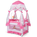 HONEY JOY 4-in-1 Pack and Play with Canopy, Portable Baby Playard w/Changing Table and Infant Bassinet, Cute Toys & Music, Folda