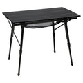 Portal Camping Table Foldable Portable With Adjustable Legs, Aluminum Folding Table Roll Up Table With Carrying Bag For Outdoor, Beach, Picnic, Backyards, Bbq And Party,Black